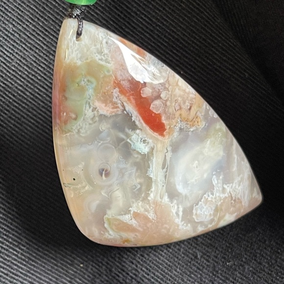 Natural Flower Agate Pendant with Cord Necklace Crystal Gemstone Jewelry - Picture 9 of 11